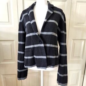 LOFT Black and Gray Striped Blazer